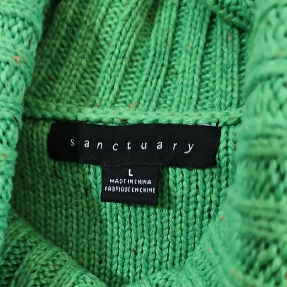 Anthropologie/Sanctuary Chunky Cable Knit Cowl Neck Sweater, Green, Womens Large - Picture 4 of 9
